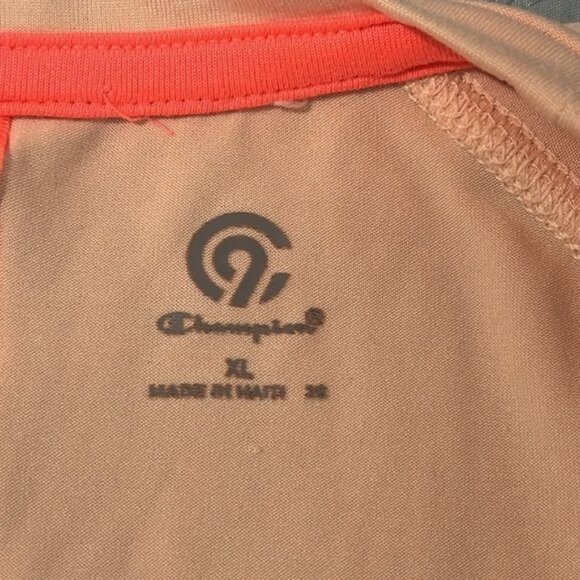 Champion Womens XL Short Sleeve Activewear Top Peach Coral Polyester/Spandex - Picture 2 of 7